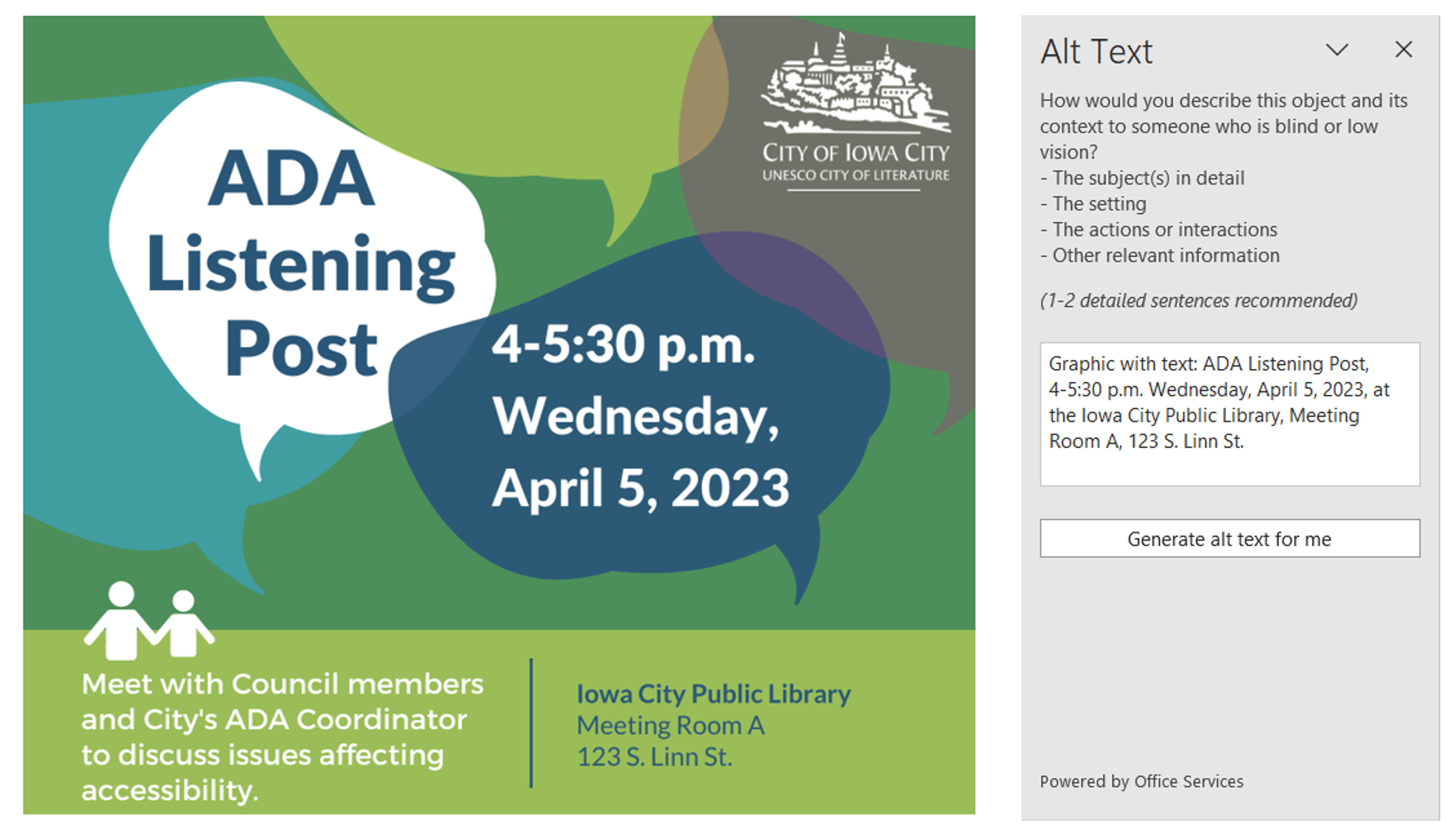 ADA Listening Post announcement as discussed in this document